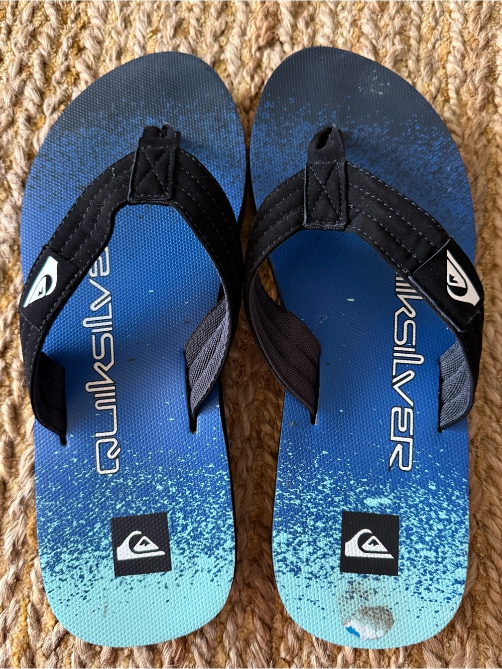 Quiksilver Men’s Flip Flop Sandals Blue Black Size 10M